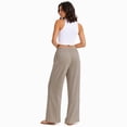 thumbnail image 2 of Wrongduck Women's Wide Leg Pants High Rise Flowy Trousers with Pockets, Wrinkle Resistant Casual Work Business Lounge Pants, 2 of 6