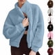thumbnail image 1 of Camisetas para mujer,Chaqueta de terciopelo con capucha de doble cara para mujer, forro polar, cremallera frontal completa, cuello alto, manga larga, bolsillos, ropa deportiva informal, sopatenor, 1 of 9