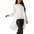 thumbnail image 4 of Women's High Low Tops Lantern Long Sleeve Round Neck Dressy Casual Chiffon Asymmetrical Tops Blouse M Light Purple, 4 of 6