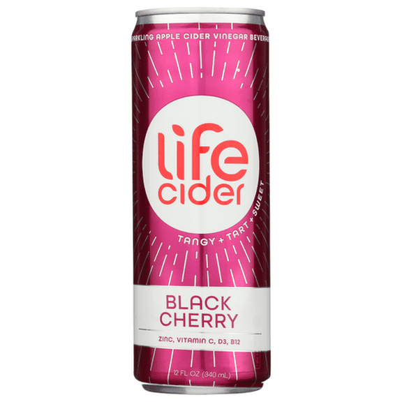 (Pack of 12) Life Cider Water Sparkling Apple Cider Vinegar Black Cherry 12 Fo