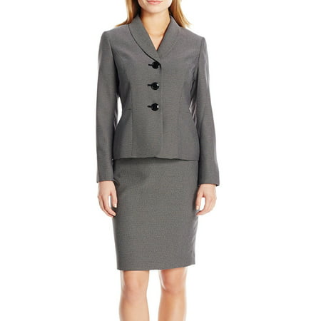 Le Suit Suits & Blazers - Womens Petite Dot-Print Shawl-Collar Skirt ...