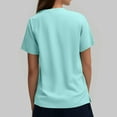 thumbnail image 3 of Print Scrub Tops Women Solid Color V Neck Plus Size Scrub Tops Short Sleeve Stretchy Workwear Shirt with Pockets (Light blue), 3 of 4