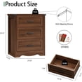 thumbnail image 2 of FANRAL Nightstand Set of 2,3 Drawer Farmhouse Nightstands,Wooden Bedside Table Set,Sturdy Storage End Tables for Bedroom Living Room,Walnut Night Stand, 2 of 7