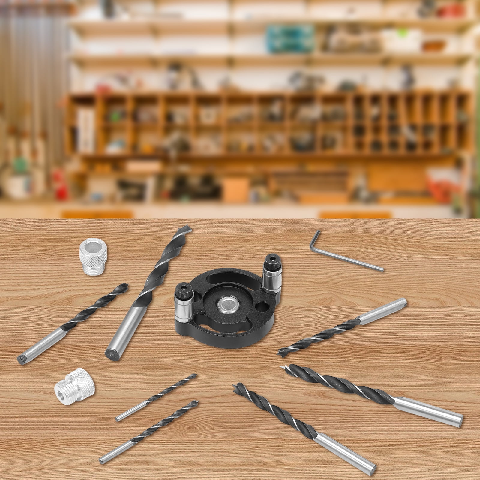 AEVXKHI Hole Drill Positioner Locator, Adjustable Self Centering Drill Bit Set, Solid Self Centering Doweling Jig, Anti Slip Round Jig Punch Locator for Woodworking