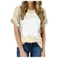 thumbnail image 1 of CFLVAEK Chemises Vierges pour Femmes Décontractées Manches Courtes Blouses Amples Col Rond Tuniques pour Sortir, 1 of 6