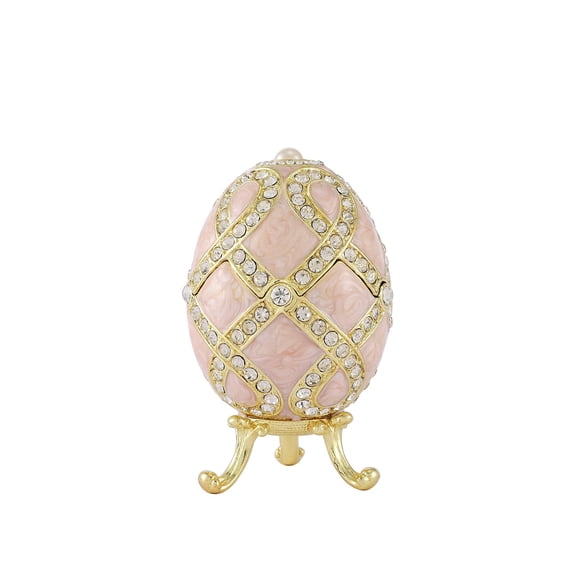 Caja de Joyas QIFU Huevo Fabergé Rosa Esmalte