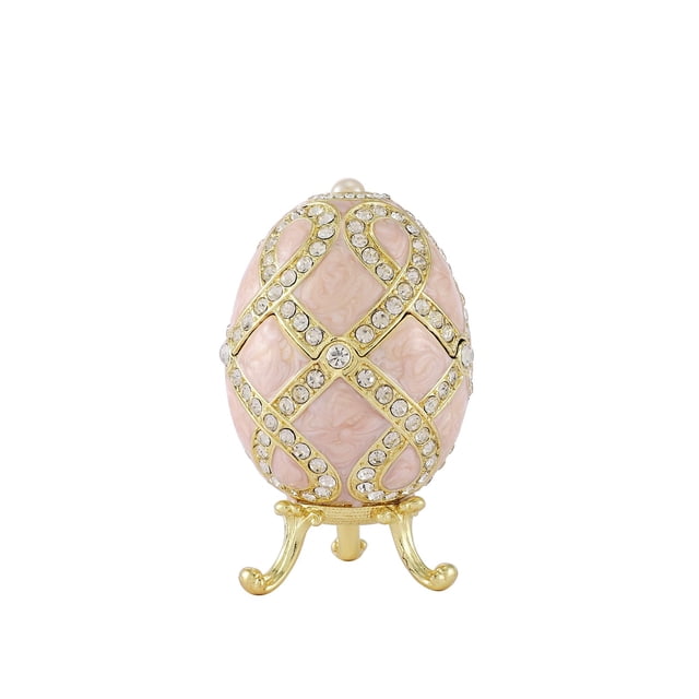 Caja de Joyas QIFU Huevo Fabergé Rosa Esmalte