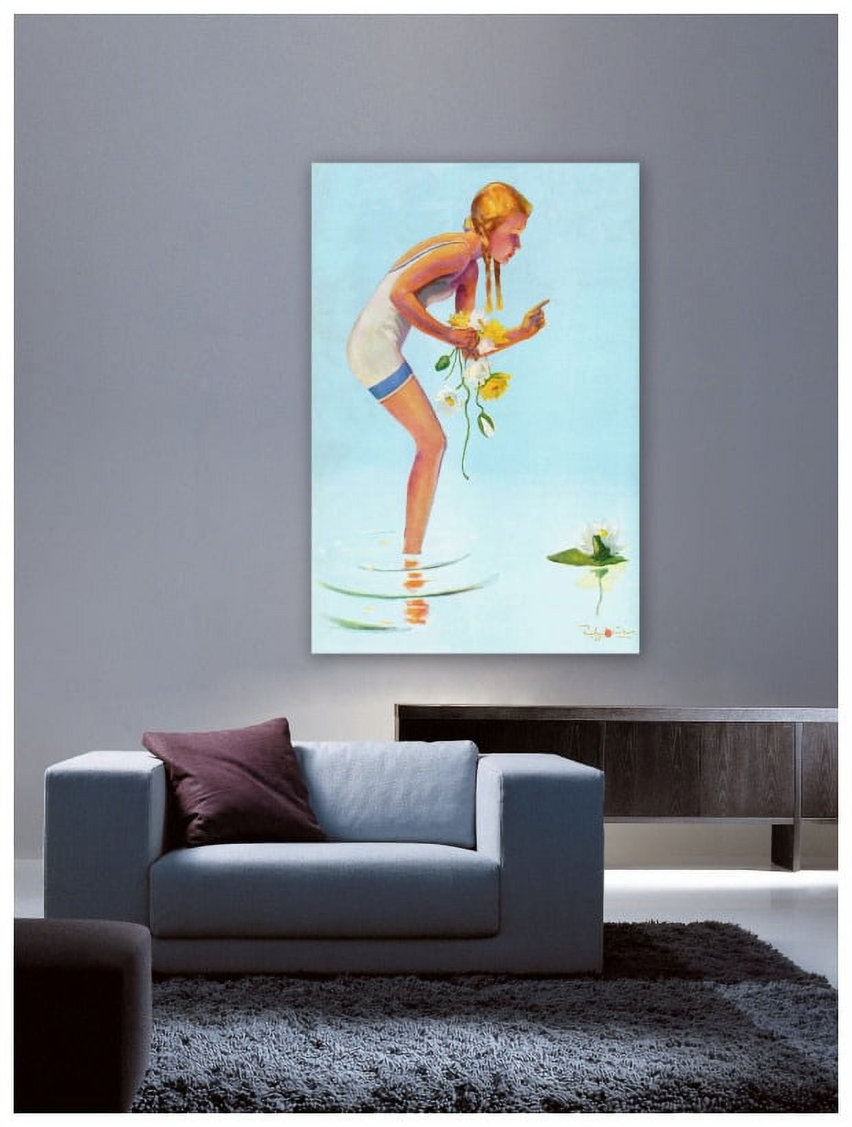 Marmont Hill "Girl with Flowers" by Curtis Painting Print on Canvas