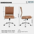 thumbnail image 3 of Okeysen Brown Armless Office Desk Chair, Mid Back Ergonomic Swivel Conference Room Chairs, Adjustable Height PU Leather Home Desk Chair, Modern Small Rolling Computer Task Chair, 3 of 18