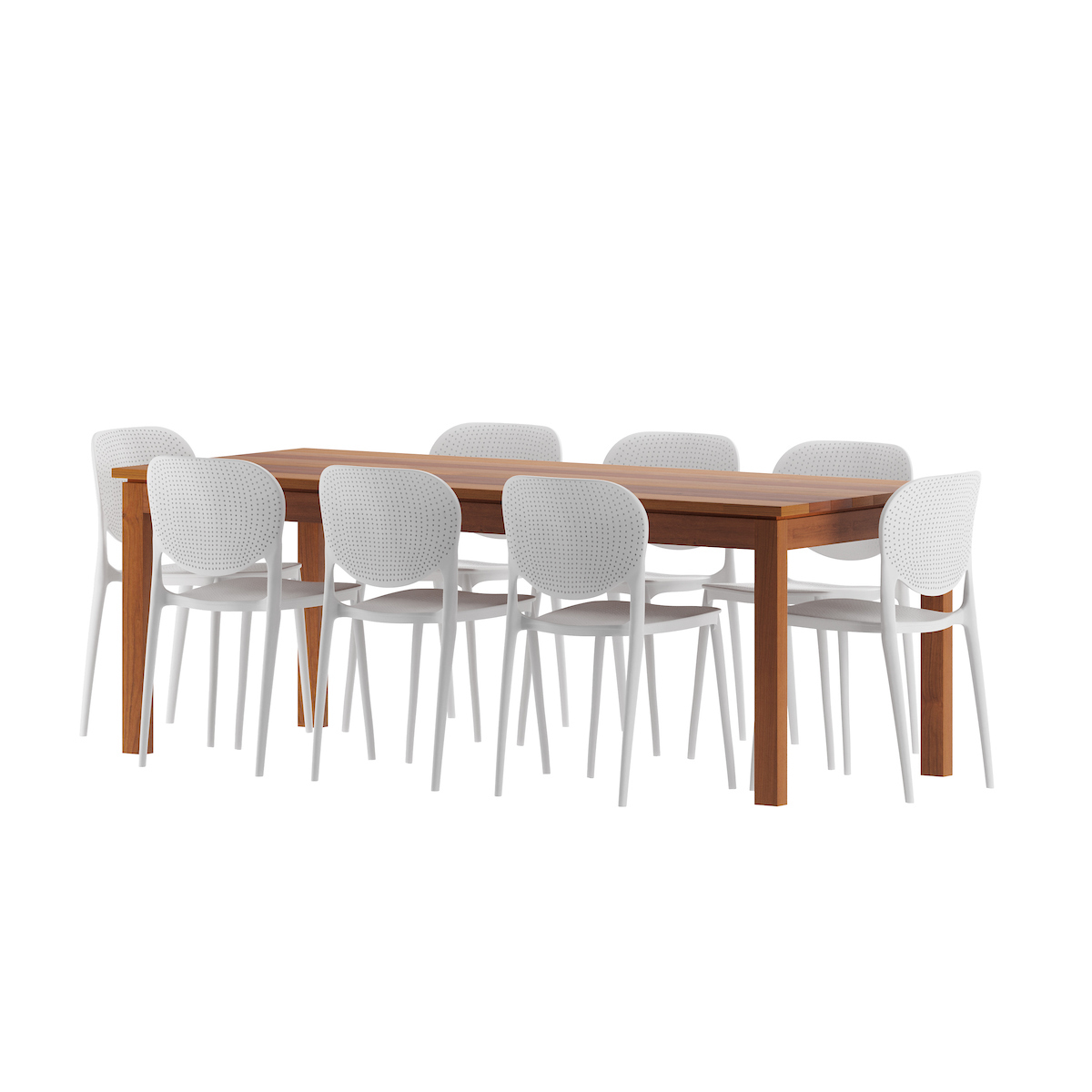 Amazonia Sunnywood 9- Piece Eucalyptus Wood Outdoor Dining Set White