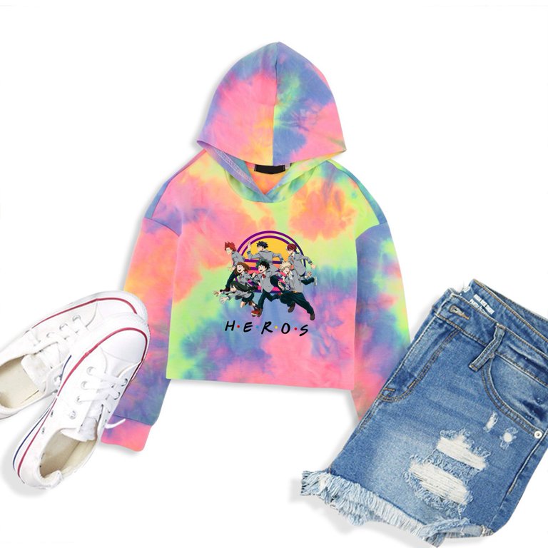 SOSPIRO Kid's Tie Dye Crop Sweatshirt Top, Anime My Hero Academia Tie Dye  Hoodie, Midoriya Izuku All·Might Bakugou Katsuki Todoroki Shoto Hoodie(Multicolor1-120)  - Walmart.com