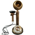 thumbnail image 2 of Vintage Antique Candlestick Rotary Dial Phone Brass Finish Table Decorative Telephone Antique Replica Telephone Home & Office Decor Antique, 2 of 9