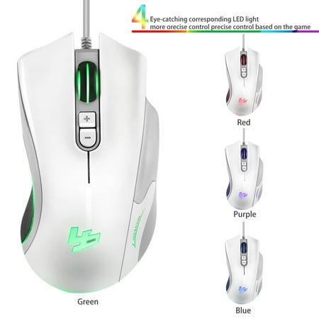 Gaming Mouse, Ergonomic USB Wired Optical Mouse Mice, 4 Buttons for lapttop PC Computer Games & Work 5D 250-4000 DPI