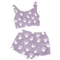 thumbnail image 3 of Women Pajama Set Cute Paw Print Sleepwear 2 Piece Crop Tank Top and Shorts Soft Stretchy Loungewear Outfits, 3 of 4