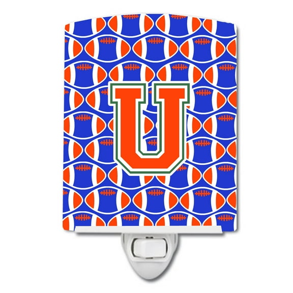 Letter U Football Green, Blue and Orange Ceramic Night Light