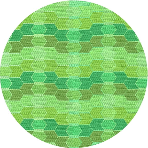 Ahgly Company Indoor Round Patterned Emerald Green Area Rugs, 6' Round