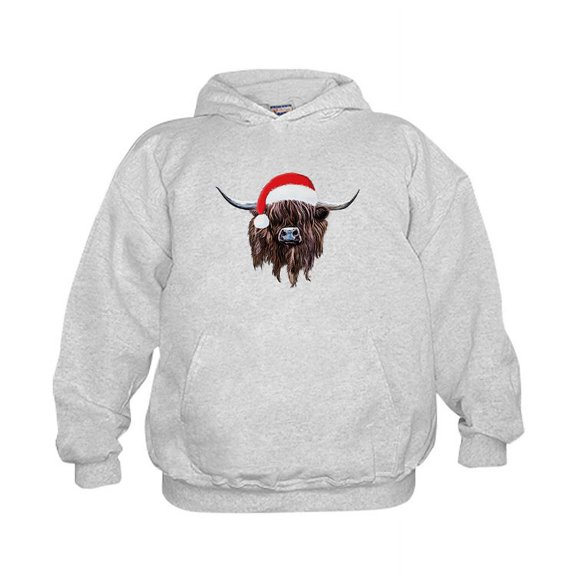 CafePress - Highland Cow Santa Hat Xmas Sweatshirt - Kids Hooded Sweatshirt, Classic Hoodie