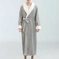 thumbnail image 4 of Men's Shawl Collar Robes Full Length Fleece Plush Bathrobes Soft Long Spa Robe House Coat Male with Belt, 4 of 5
