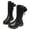 A-Black24, variant on Little Girls Mid-Calf Boots PU Leather 3D Bow Design Round Toe High-Top Booties For Spring Streetwear Girl Stylish Boots