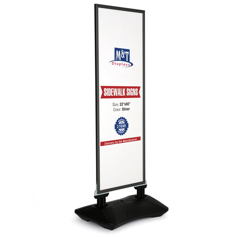 Floor Sign Stand Holder / Height Adjustable / Silver / Double sided  Slide-in Frame 8.5x11