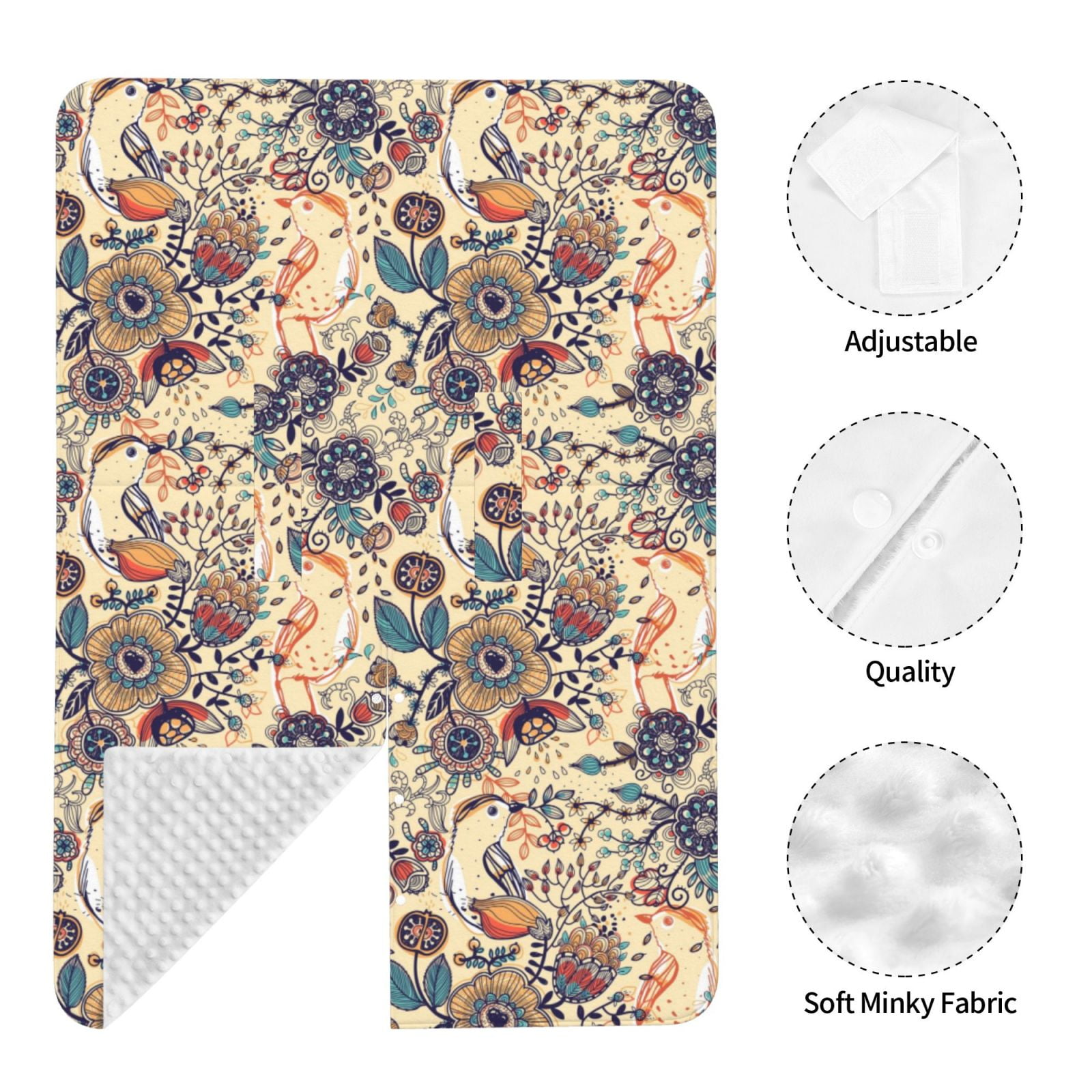 Naloa Floral With Birds Baby Car Seat Cover, Breathable Baby Carrier Cover, Multiuse Baby Carrier Cover & Nursing Breastfeeding Cover