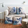 thumbnail image 4 of Phantoscope Ocean Series Decorative Throw Pillow, 18" x 18", Blue Marine Animals, 4 Pack, 4 of 4