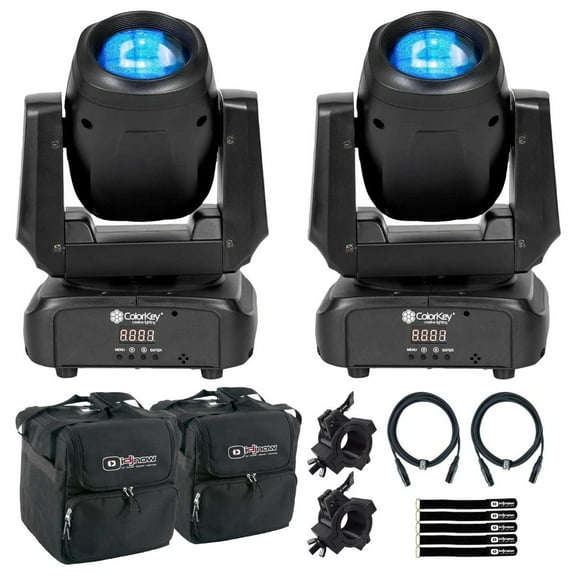 ColorKey CKU-5060 Mover Beam 100 Compact 100W Moving Head Beam 2-Pack with Bags Package