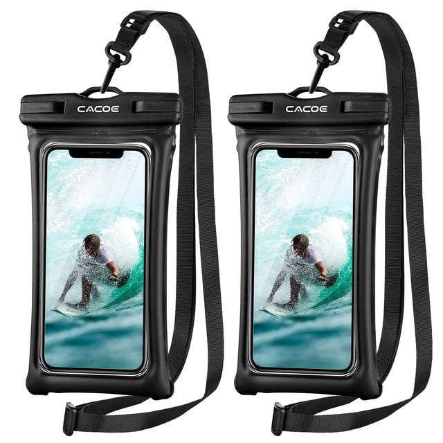 Funda impermeable para teléfono CACOE, flotante, universal, paquete de 2