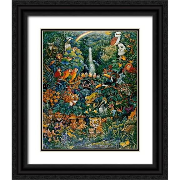 Bell, Bill 12x14 Black Ornate Wood Framed with Double Matting Museum Art Print Titled - Rainforest