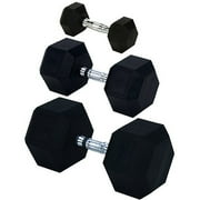 Angle View: Champion Barbell Rubber Encased Solid Hex Dumbbell, sold individually