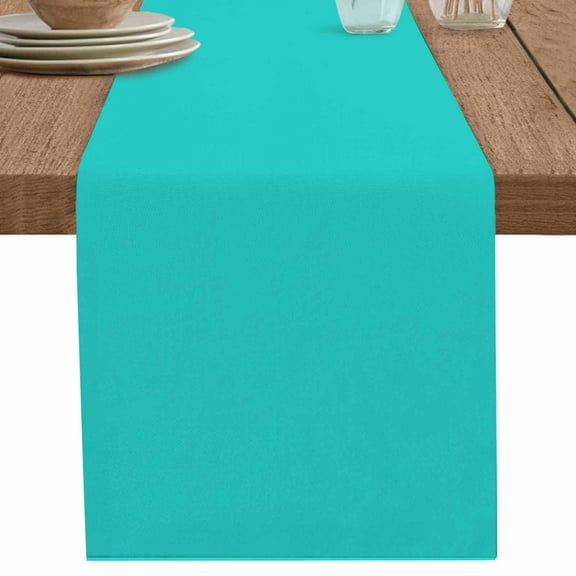 nqOlkjepod Turquoise Table Runner 90 Inches Long Farmhouse Dress Scarves, Modern Pure Turquoise Dining Tablerunner for Coffee Table/Kitchen Island/Party Décor, 13" x 90"