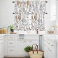 thumbnail image 3 of Vintage Pastoral Leaves Kitchen Curtains Valances and Tiers Set of 3 Brown Leaf Farmhouse Style Tier Curtains and Valance with Rod Pocket for Small Windows, 27.5"x24", 3 of 9