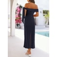 thumbnail image 4 of MEROKEETY Women's 2026 Summer Off The Shoulder Bodycon Maxi Dress, Navy, M, 4 of 4