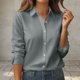 thumbnail image 2 of Sudaderas con capucha para mujer,Blusa informal de manga larga con botones para mujer, camiseta de poliéster, color liso, corte regular, para uso en casa y en la oficina, sopatenor, 2 of 9
