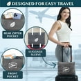 thumbnail image 3 of PAVILIA Travel Blanket Pillow in Soft Bag with Pockets, Airplane Blanket Set, Plane Blanket Compact Packable, Flight Essentials Car Pillow, Travelers Accessories Gifts, Luggage Strap, Grey, 3 of 8