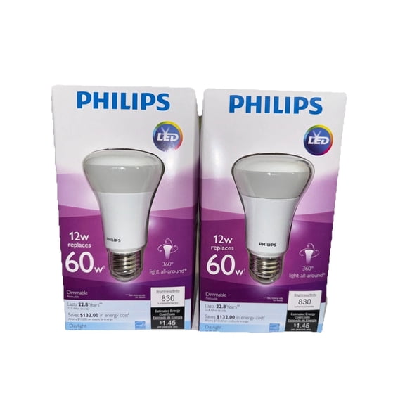 Philips LED 12W Replaces 60W Dimmable All Around Light 830 Lumens Energy Saving