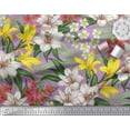thumbnail image 3 of Soimoi Purple Modal Satin Fabric Leaves & Lily Floral Decor Fabric Printed Yard 42 Inch Wide, 3 of 3