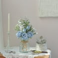 thumbnail image 4 of Dalazy Artificial Flowers - Realistic Appearance And Low Maintenance Elegant Artificial Silk Roses In Vase Blue, 4 of 6