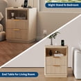 thumbnail image 6 of GarveeHome Fluted Nightstand with Charging Station, Mid Century Modern Fluted Nightstand, 2 Drawers Wooden Night Stand, White, 6 of 6
