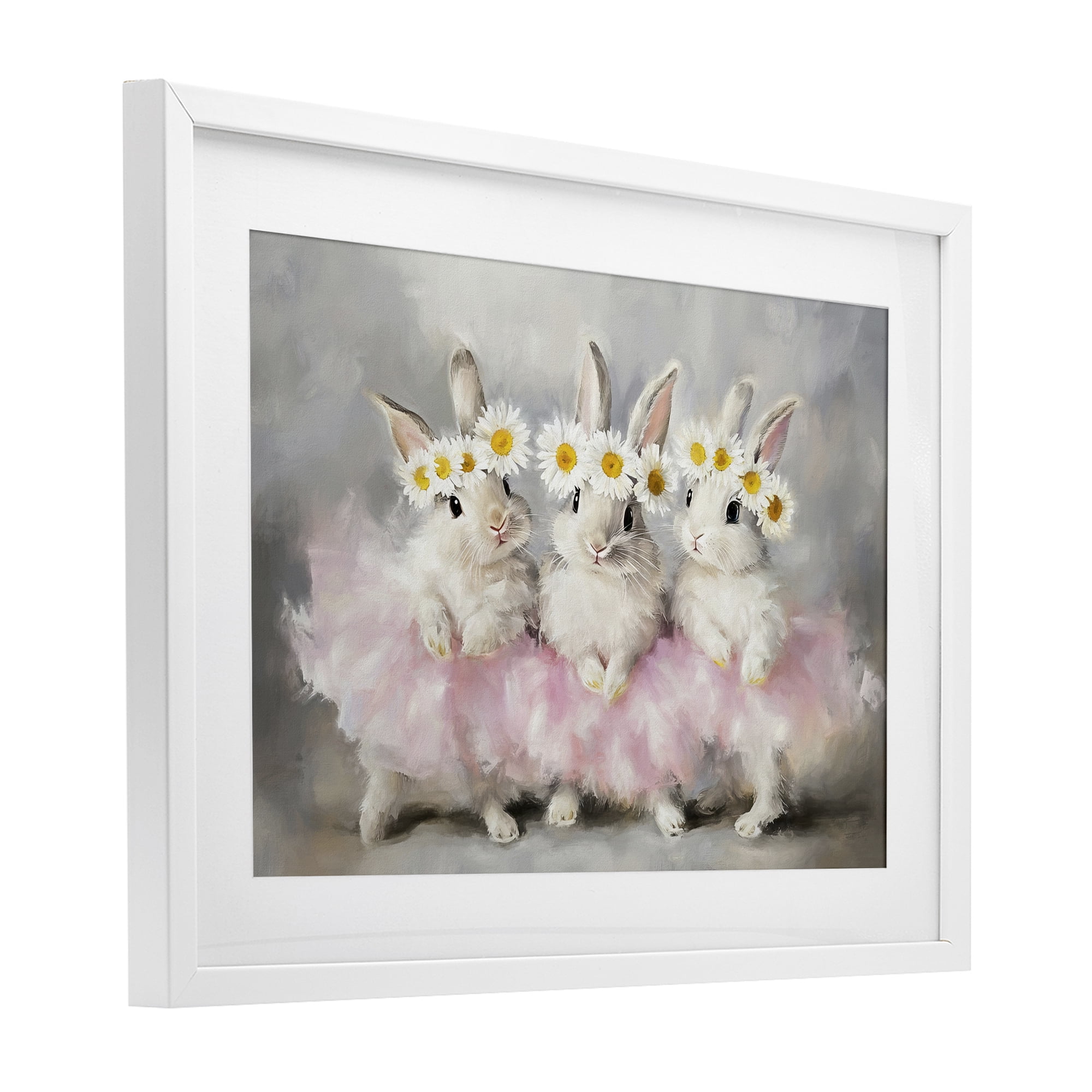 Stupell Industries Dancing Bunnies in Tutus White Framed Print Under Glass, design by Tina LeCour