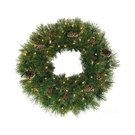 Northlight Pre-Lit Yorkville Pine Artificial Christmas Wreath - 24" - Clear Lights