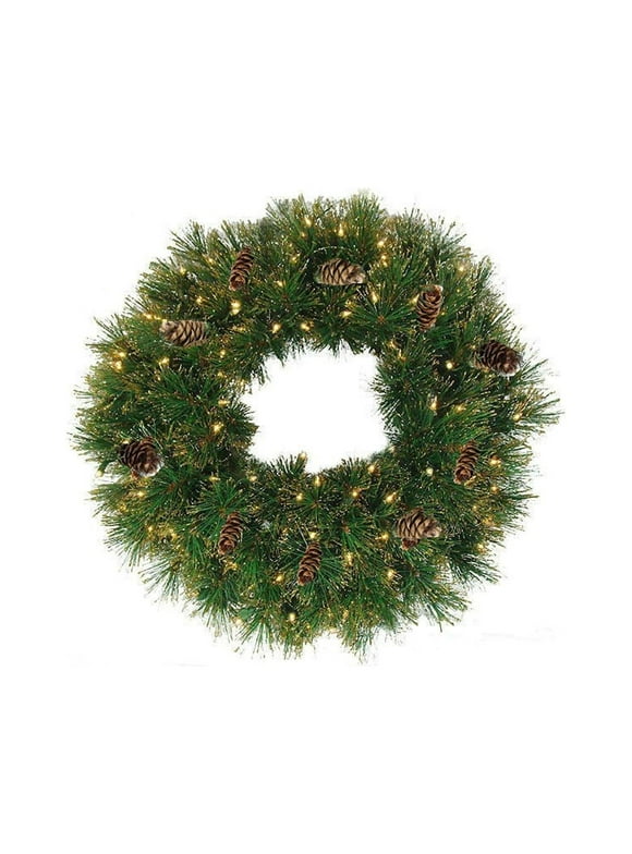 Northlight 24" Pre-Lit Yorkville Pine Artificial Christmas Wreath - Clear Lights