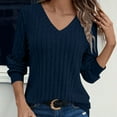 thumbnail image 5 of Fmbrln Womens Casual Lightweight Knitted Sweaters Tops Long Sleeve V Neck Sweaters Loose Soft Comfy Solid Pullover Sweaters Dark Blue 2XL, 5 of 5