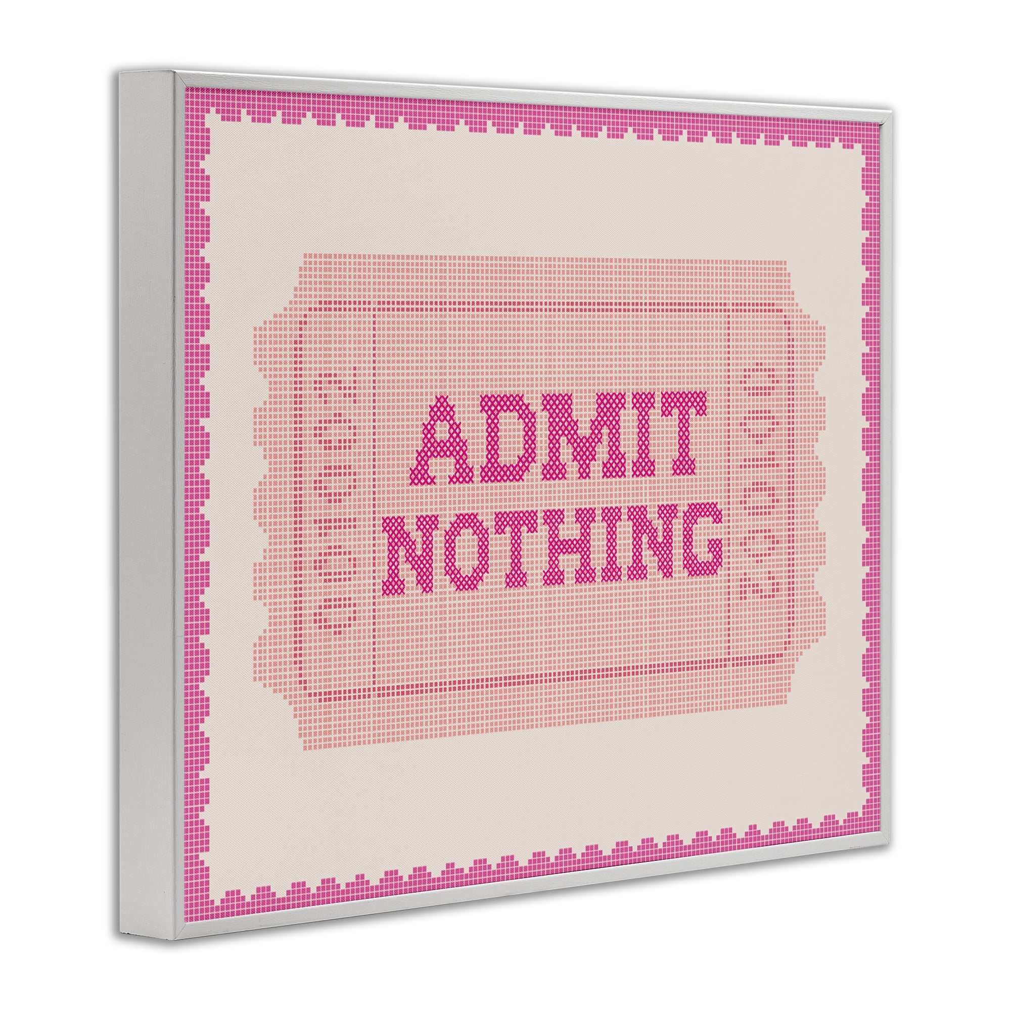 Stupell Industries Admit Nothing Retro Pink Ticket White Framed Giclee Art, design by Lil' Rue