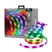 Monster Smart 50ft LED Strip Lights, Multicolor LED Lights for Bedroom, Sound Reactive, App & Voice Control