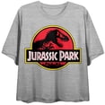 thumbnail image 5 of Jurassic Park Logo Women's Athletic Heather Crew Neck Short Sleeve Crop Top-XS, 5 of 7