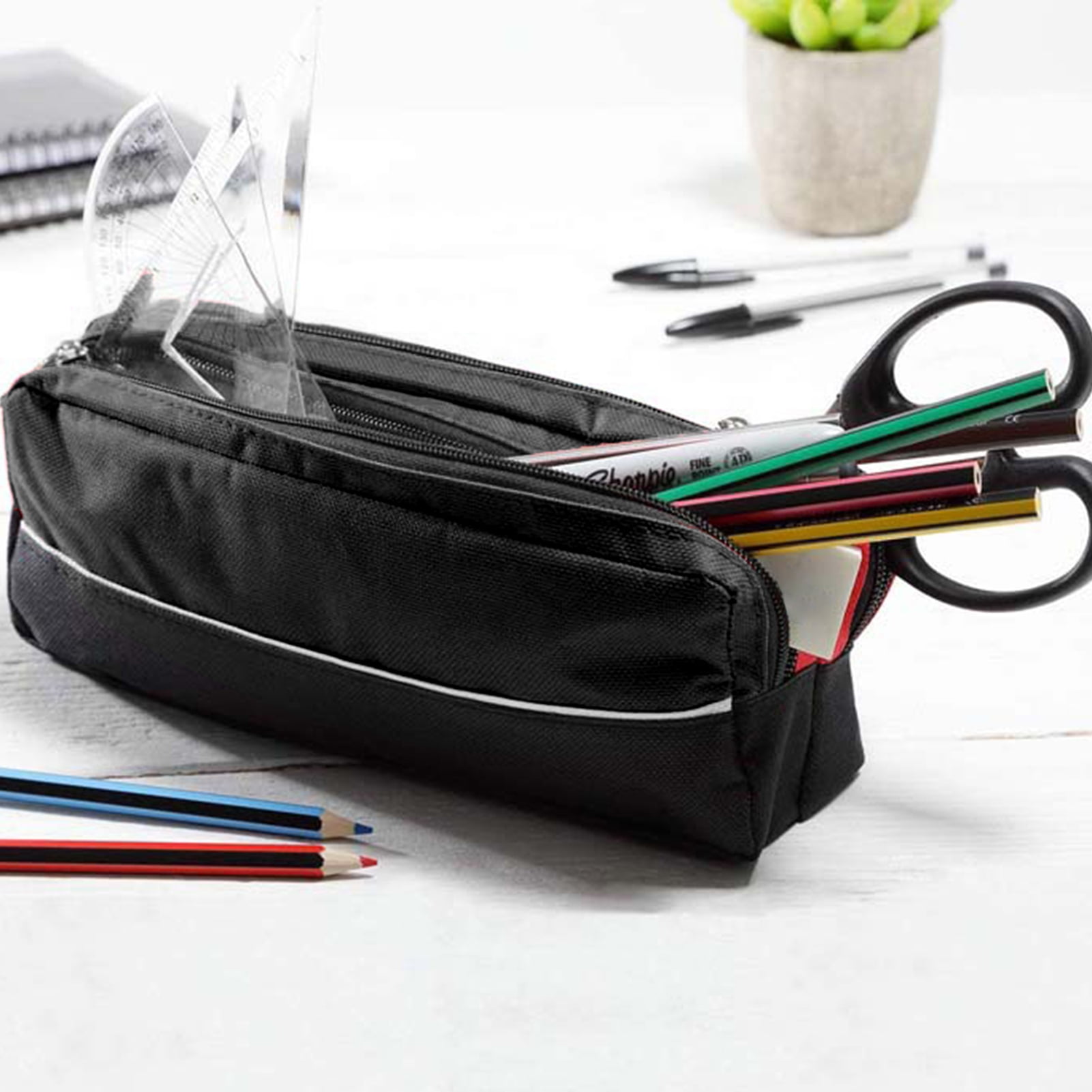 GTC Black Mesh Dual Zipper Pencil Pouch