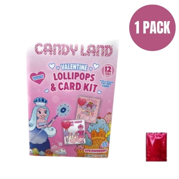 Sweet Treats Candy Theme Valentine’s Day Lollipop and Card Kit - 12 Pops AND CANDY  with Exchange Cards and Bonus LaPrima Morceau Bonbon