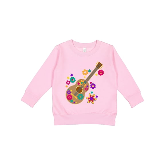 Inktastic Acoustic Guitar with Colorful Flowers Toddler Sweatshirt