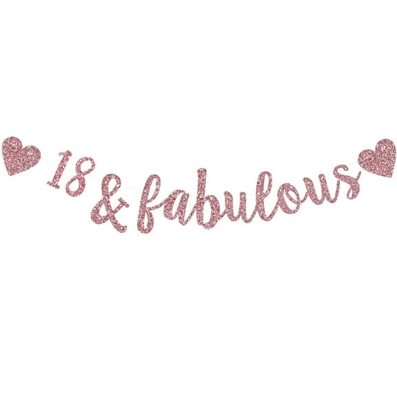 18 & Fabulous Banner, Rose Gold Glitter Bunting Sign for Happy 18th Birthday,18th Wedding Anniversary Decorations Cheer to 18 Years Old Party Decoration Supplies.